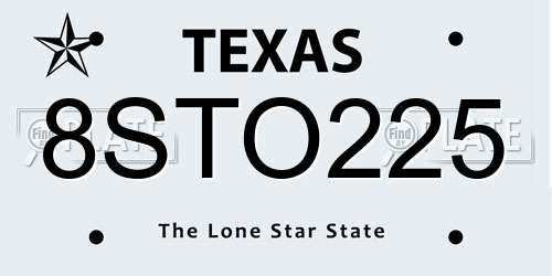 8STO225 Texas License Plate