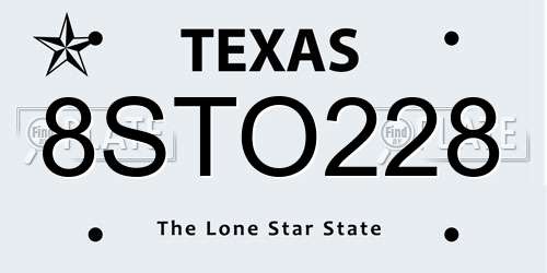 8STO228 Texas License Plate
