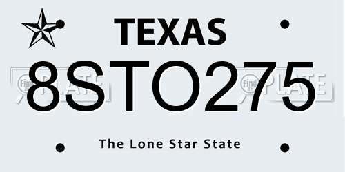 8STO275 Texas License Plate