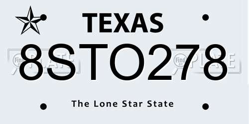 8STO278 Texas License Plate