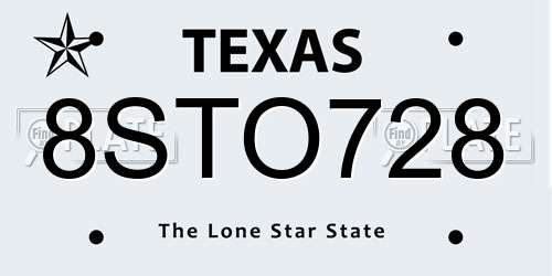 8STO728 Texas License Plate