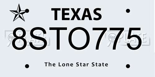 8STO775 Texas License Plate