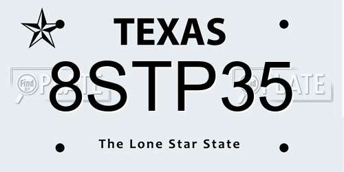 8STP35 Texas License Plate
