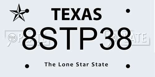 8STP38 Texas License Plate