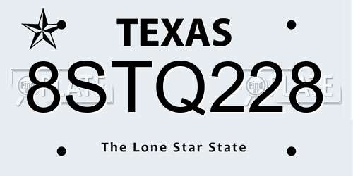 8STQ228 Texas License Plate