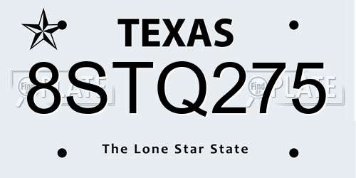 8STQ275 Texas License Plate
