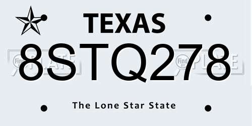 8STQ278 Texas License Plate