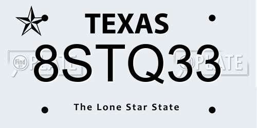 8STQ33 Texas License Plate