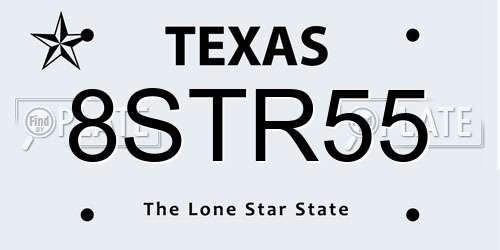 8STR55 Texas License Plate