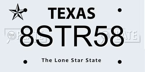 8STR58 Texas License Plate