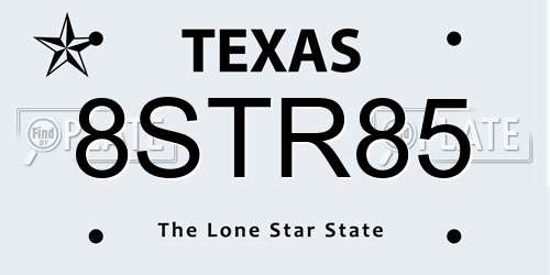 8STR85 Texas License Plate