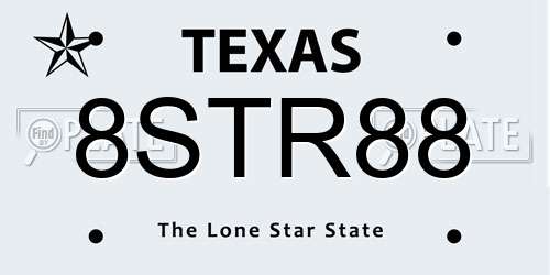 8STR88 Texas License Plate