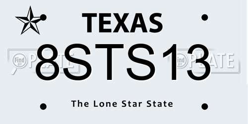 8STS13 Texas License Plate