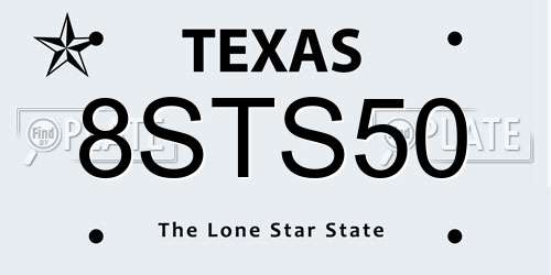 8STS50 Texas License Plate