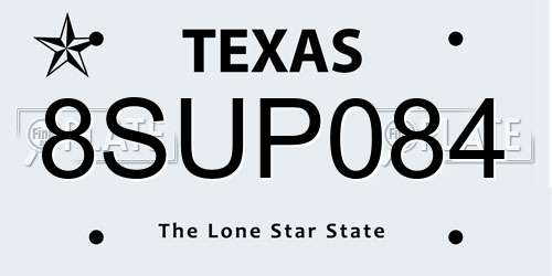 8SUP084 Texas License Plate