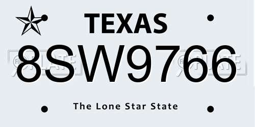 8SW9766 Texas License Plate