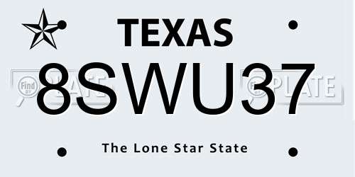 8SWU37 Texas License Plate