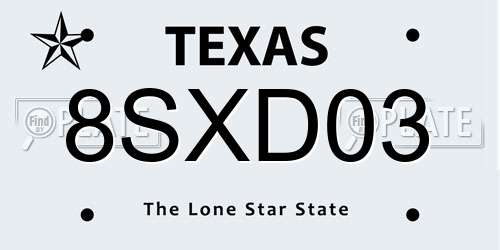 8SXD03 Texas License Plate