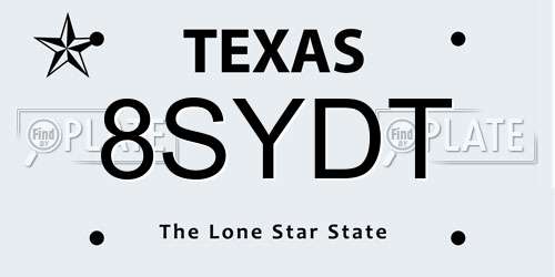 8SYDT Texas License Plate