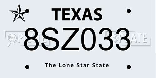 8SZ033 Texas License Plate