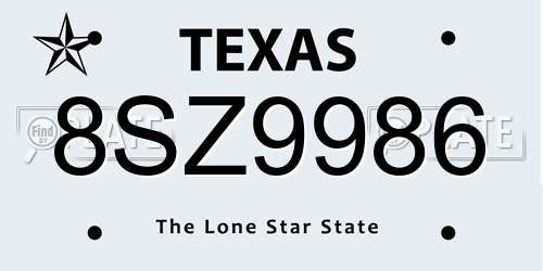 8SZ9986 Texas License Plate
