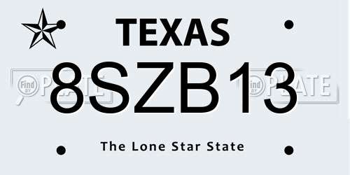 8SZB13 Texas License Plate