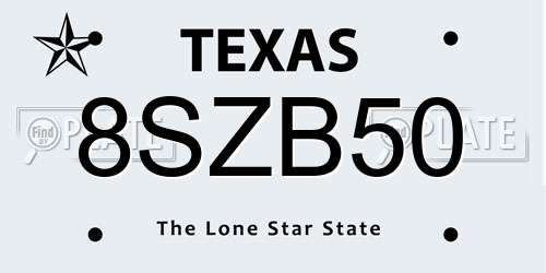 8SZB50 Texas License Plate