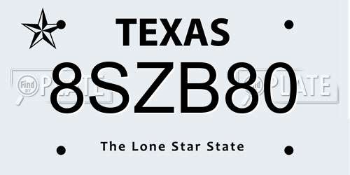 8SZB80 Texas License Plate