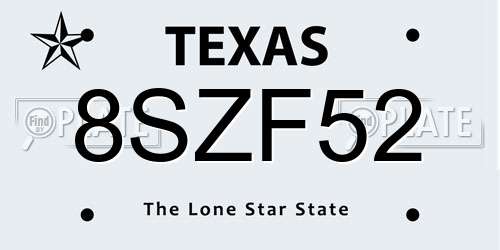 8SZF52 Texas License Plate