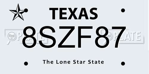 8SZF87 Texas License Plate