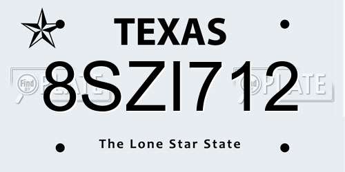 8SZI712 Texas License Plate