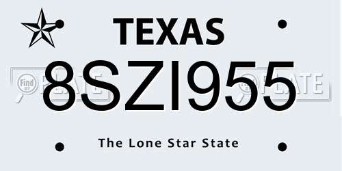 8SZI955 Texas License Plate