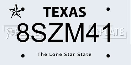 8SZM41 Texas License Plate