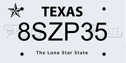 8SZP35 Texas License Plate
