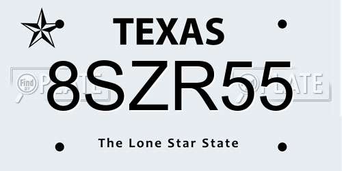 8SZR55 Texas License Plate