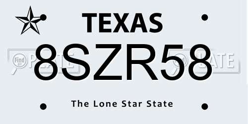 8SZR58 Texas License Plate