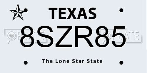 8SZR85 Texas License Plate