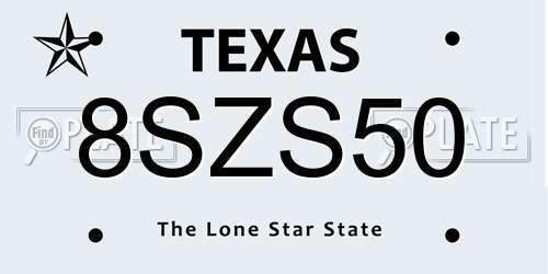 8SZS50 Texas License Plate