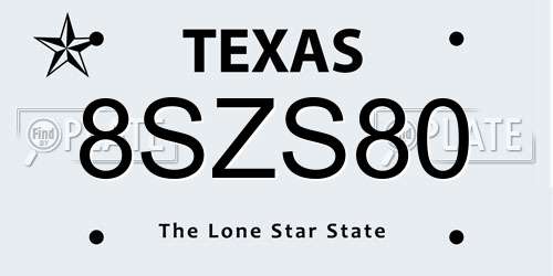 8SZS80 Texas License Plate