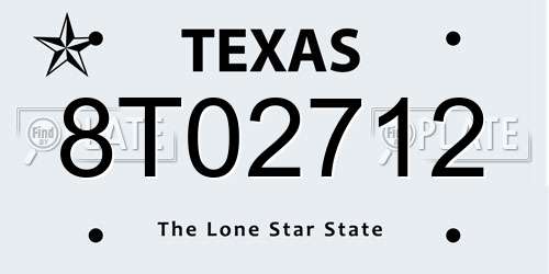 8T02712 Texas License Plate