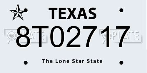 8T02717 Texas License Plate