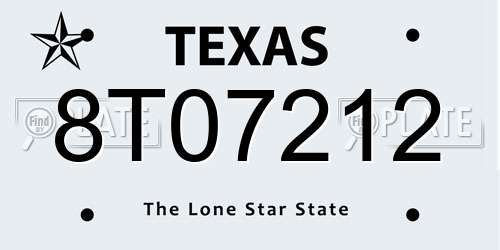 8T07212 Texas License Plate