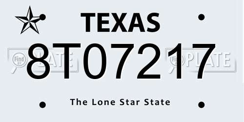 8T07217 Texas License Plate
