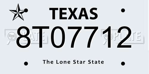 8T07712 Texas License Plate