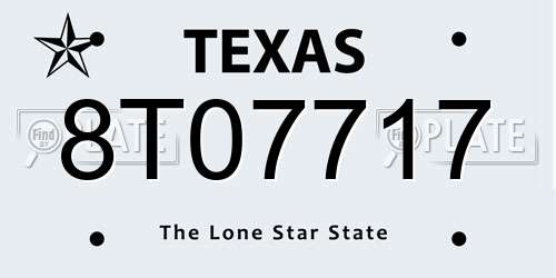 8T07717 Texas License Plate