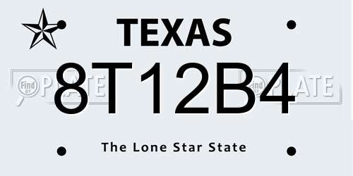8T12B4 Texas License Plate