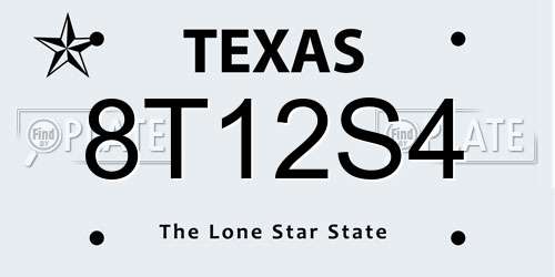 8T12S4 Texas License Plate