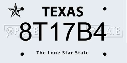 8T17B4 Texas License Plate