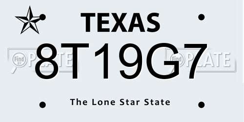 8T19G7 Texas License Plate