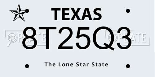 8T25Q3 Texas License Plate